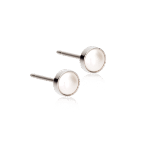 Bezel Pearl Øreringe - Silver